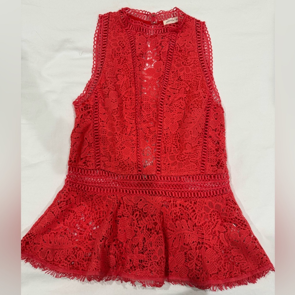 Vintage Rebecca Taylor Red / Pink Lace Top